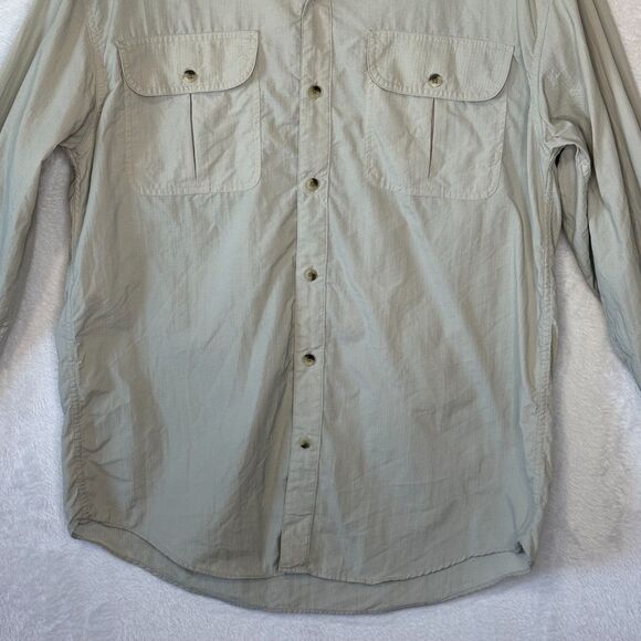 Vintage LL Bean Button Up Shirt Mens Medium Light Khaki Ripstop Outdoors *Flaw - Picture 5 of 16